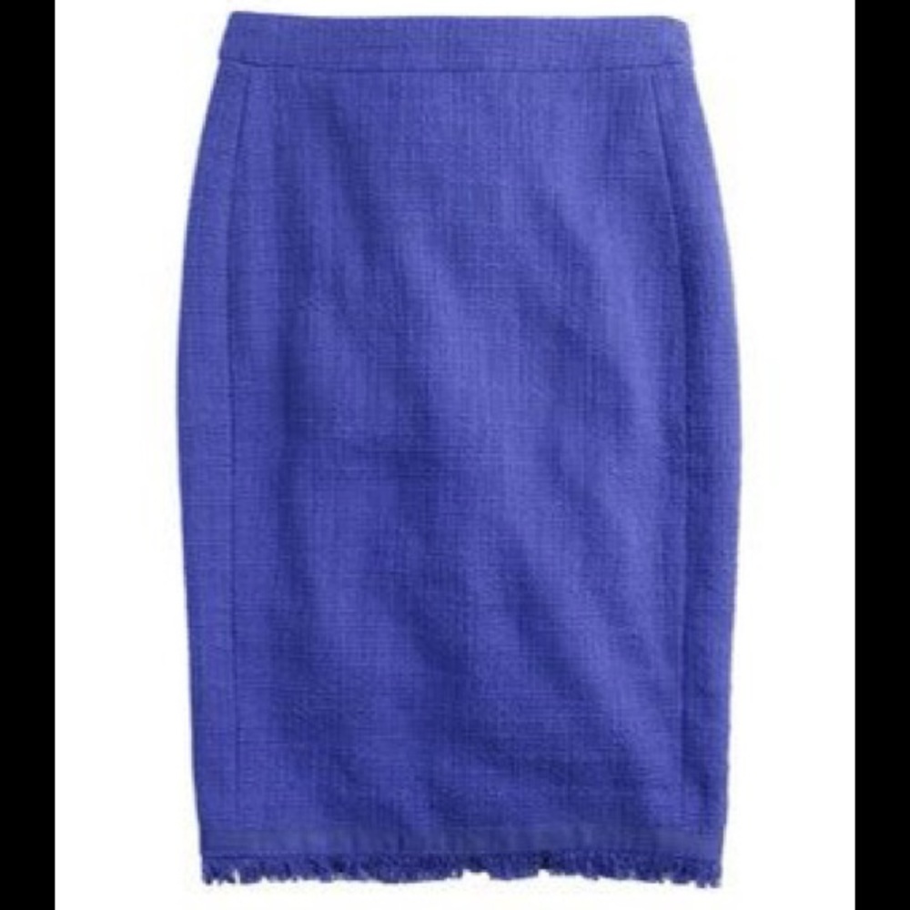 J. Crew Textured Tweed Pencil Skirt With Fringe
